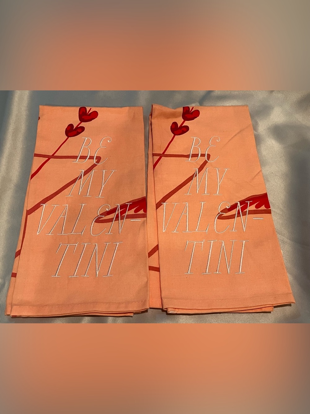 Anthropologie Be My Valentini Dish Towel Set of 2